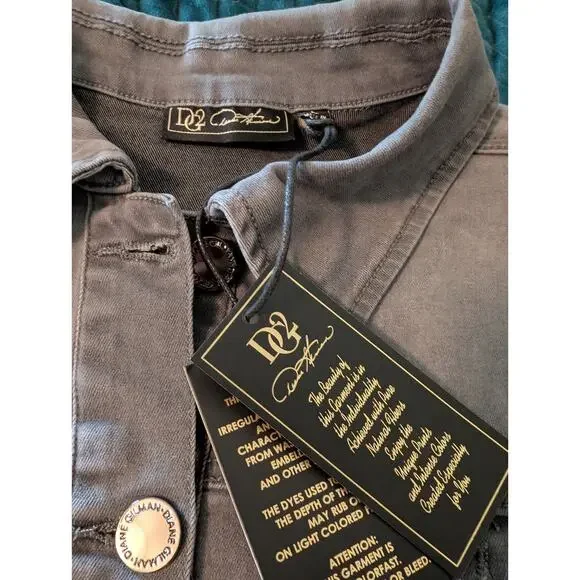 Diane Gilman DG2 Women's LS Gray Stretch Jacket Sunflower Embroidery Size Large - Picture 7 of 9